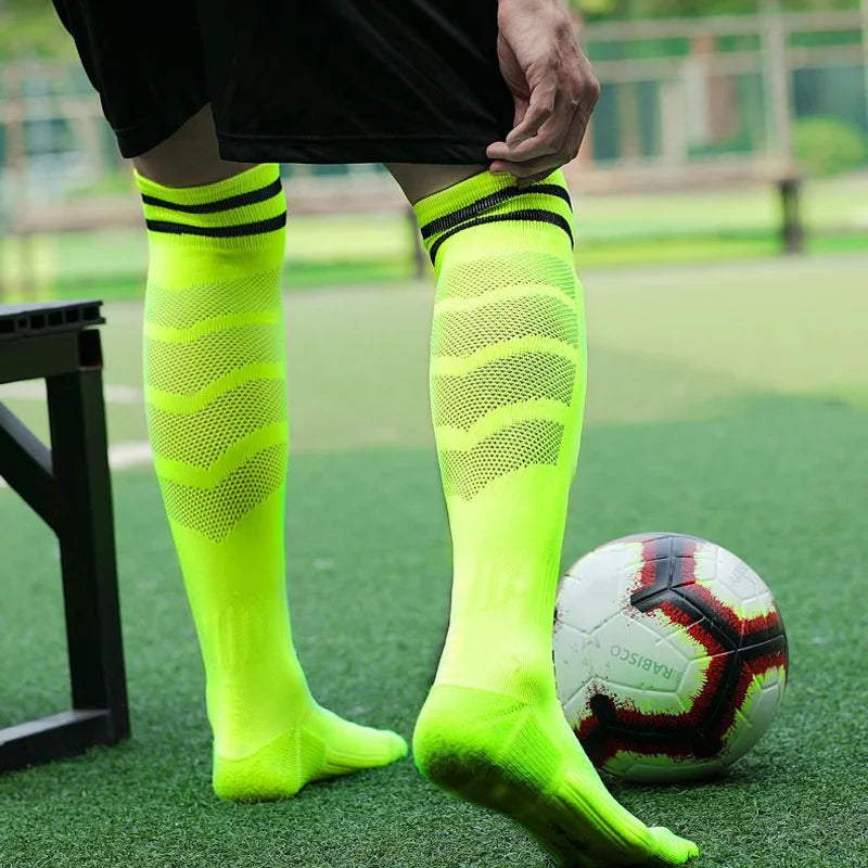 Soccer Socks for Kid Boys Girls 4-12 Years Athletic Football Baseball Children Youth Knee High Stripes Tube Socks