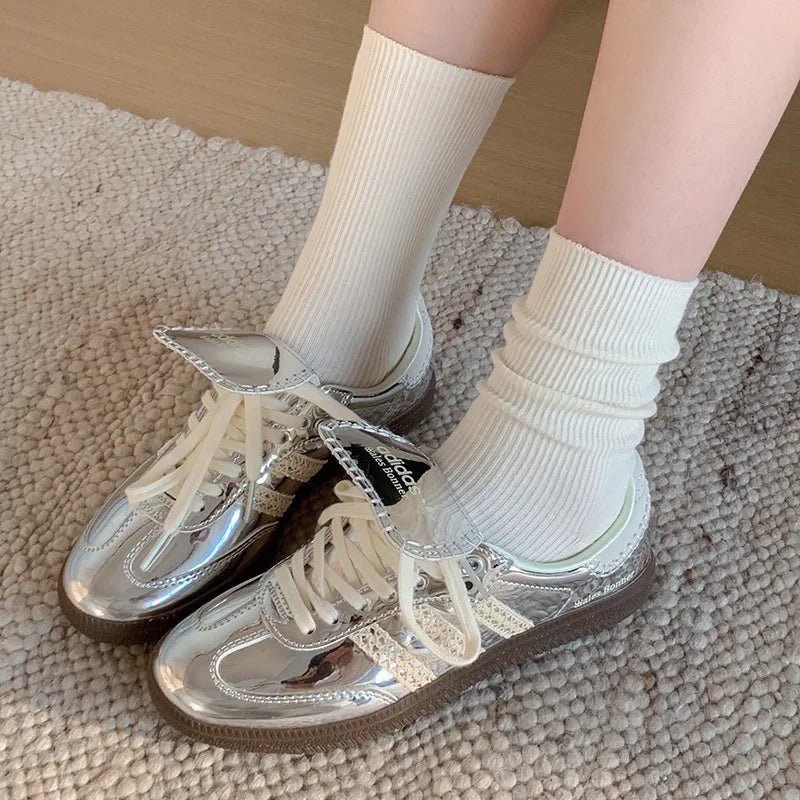 Cream Women's Spring Summer Middle Tube Long Loose Socks