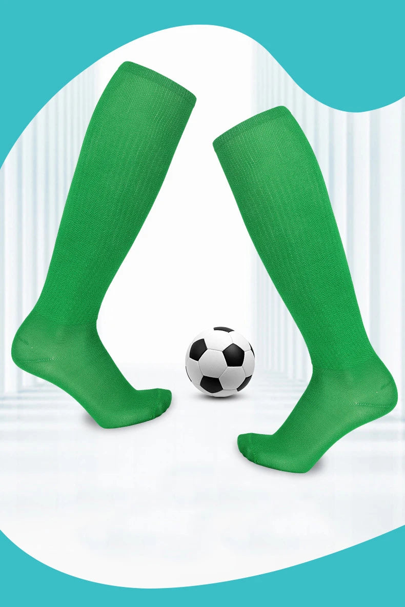 Solid Thin High Training Soccer Socks Men's Long Socks Children's Knee Socks
