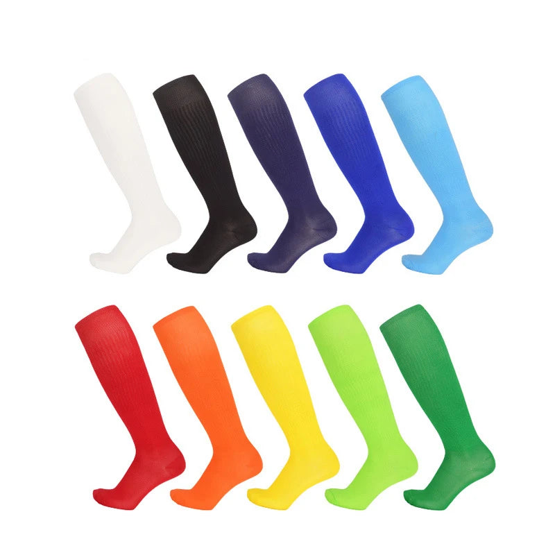 Solid Thin High Training Soccer Socks Men's Long Socks Children's Knee Socks