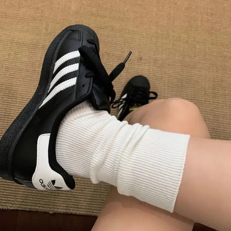 Cream Women's Spring Summer Middle Tube Long Loose Socks