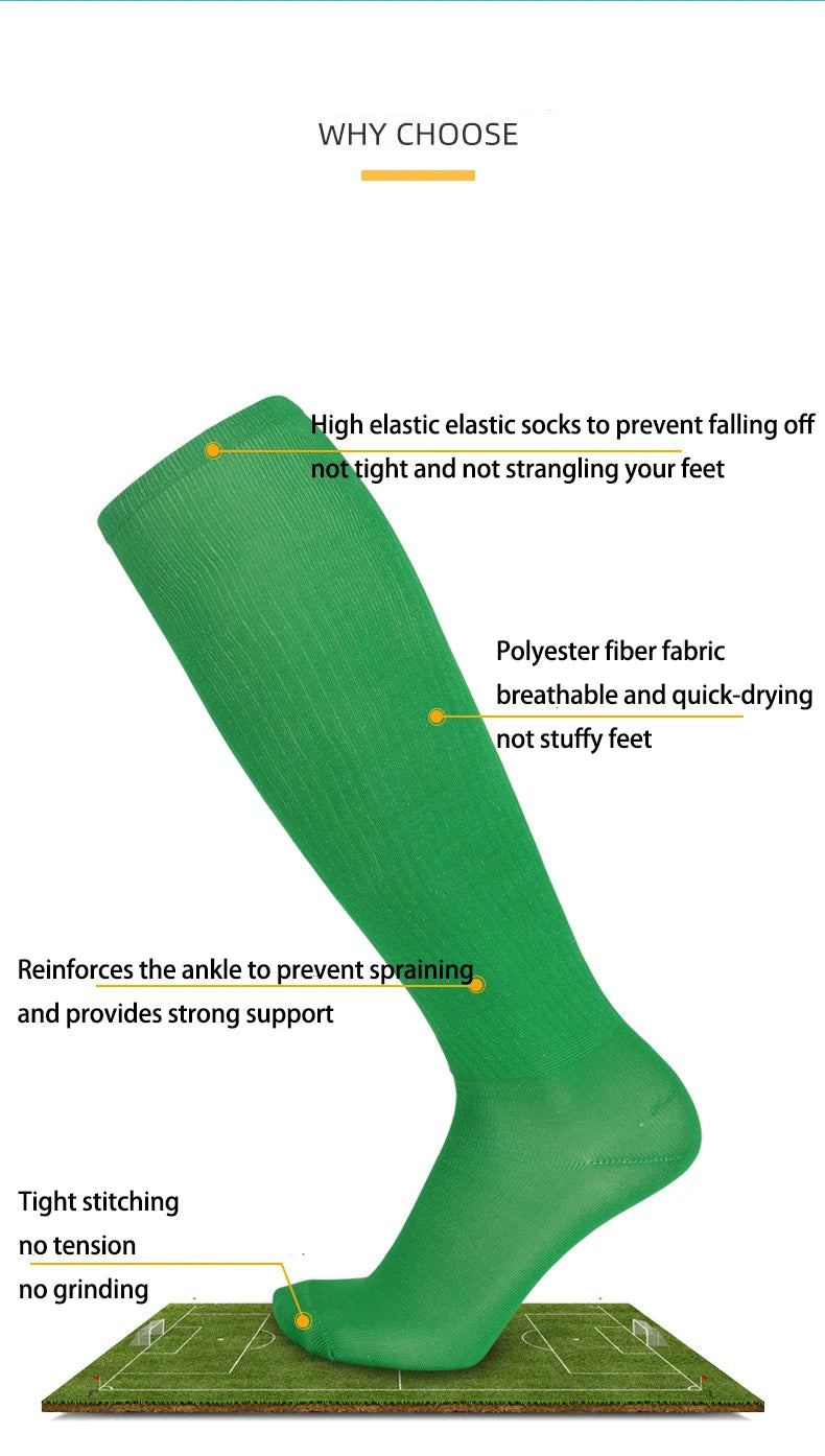 Solid Thin High Training Soccer Socks Men's Long Socks Children's Knee Socks