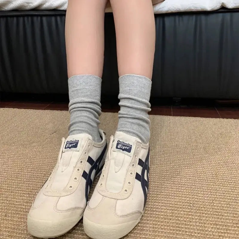 Cream Women's Spring Summer Middle Tube Long Loose Socks