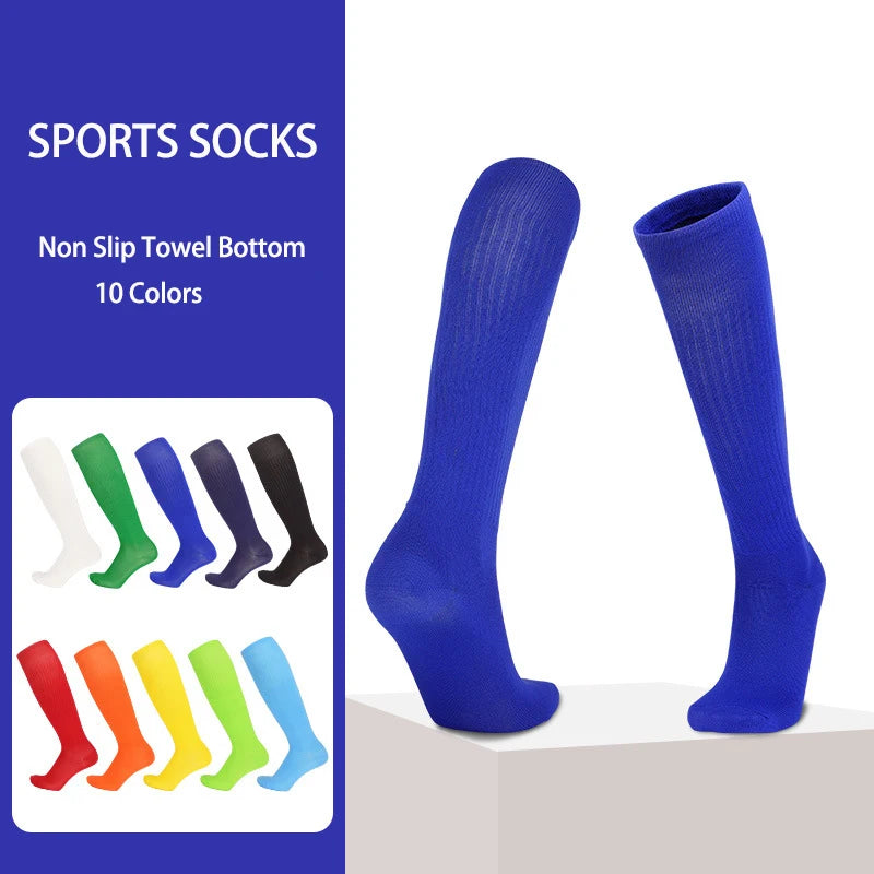 Solid Thin High Training Soccer Socks Men's Long Socks Children's Knee Socks