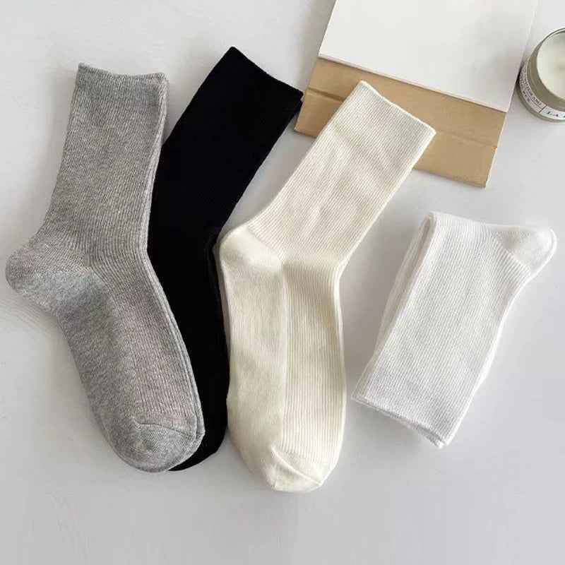 Cream Women's Spring Summer Middle Tube Long Loose Socks