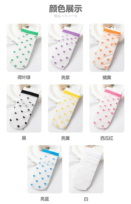 Children summer ultra-thin Transparent love crystal socks