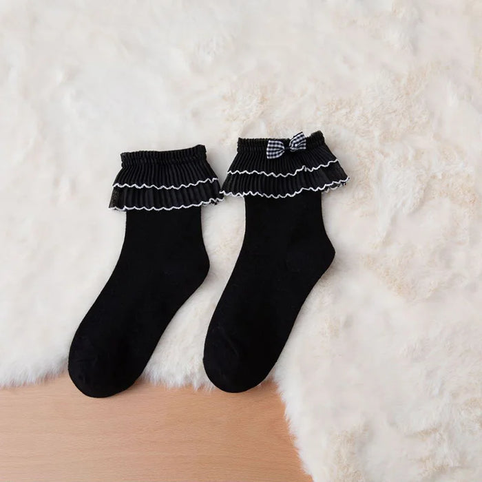 Frilly Ruffle  Bowknot Lace Sock