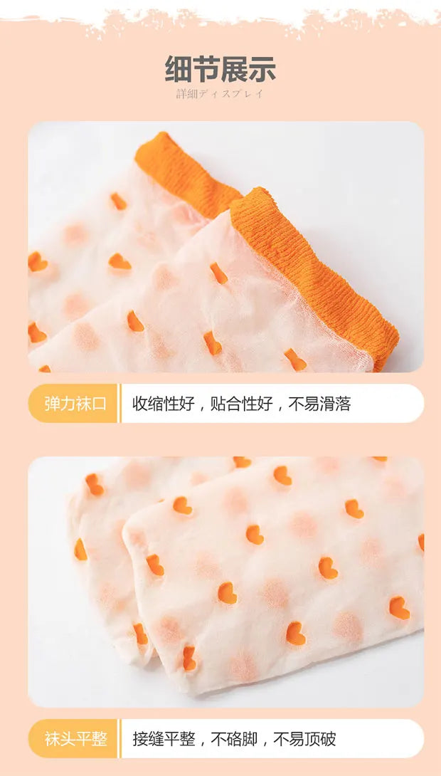 Children summer ultra-thin Transparent love crystal socks