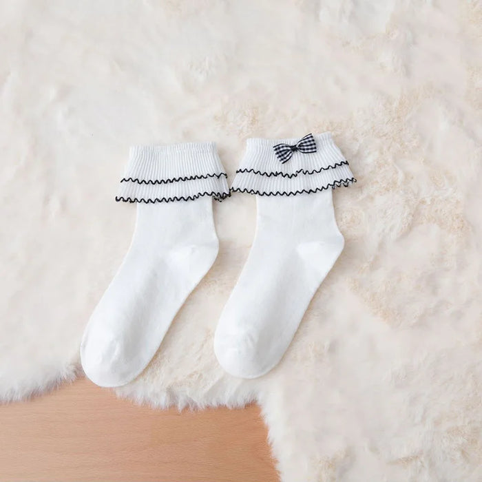 Frilly Ruffle  Bowknot Lace Sock