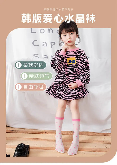 Children summer ultra-thin Transparent love crystal socks
