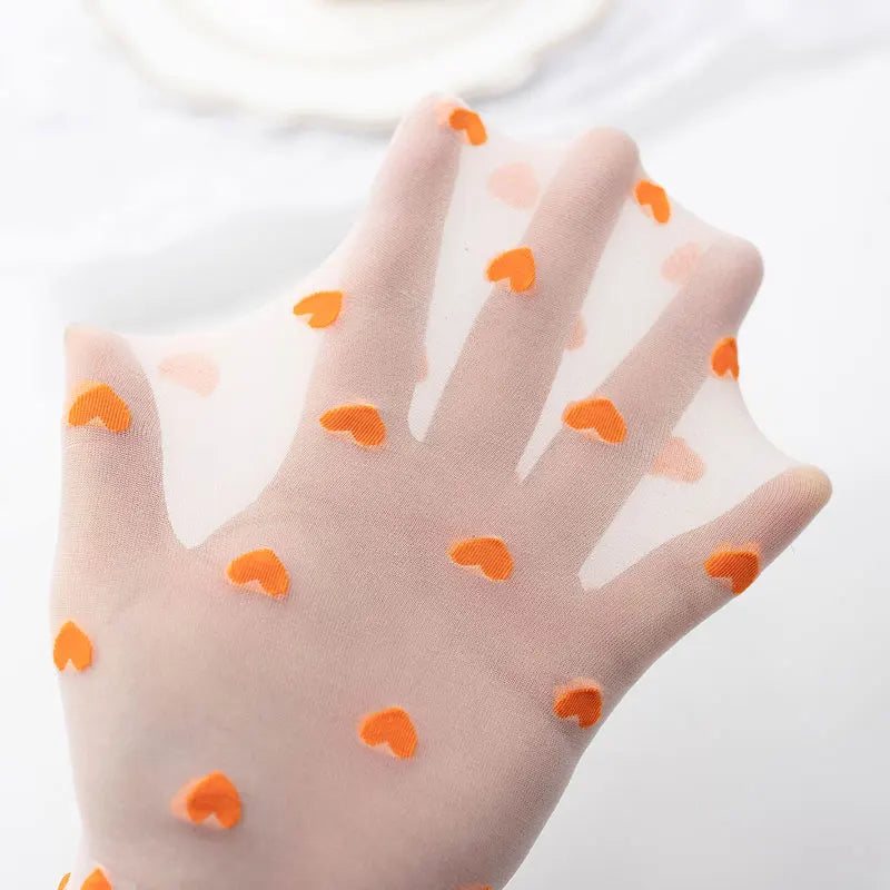 Children summer ultra-thin Transparent love crystal socks