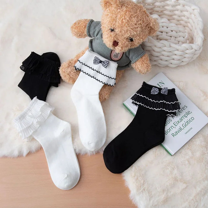 Frilly Ruffle  Bowknot Lace Sock