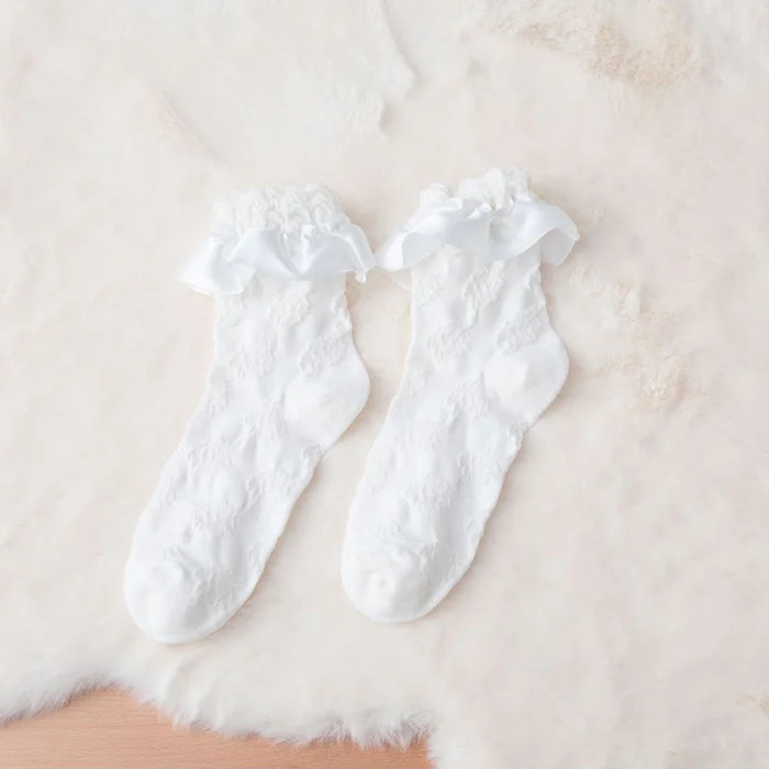 Frilly Ruffle  Bowknot Lace Sock