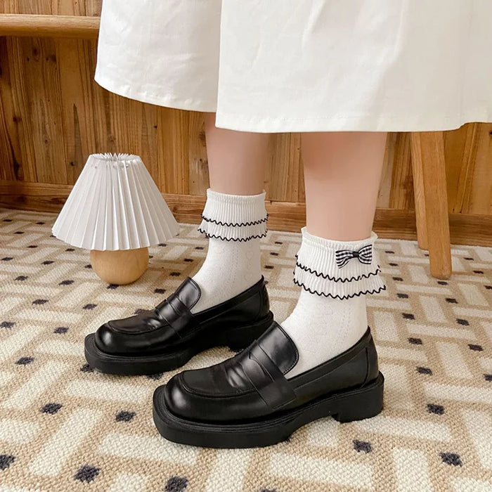 Frilly Ruffle  Bowknot Lace Sock