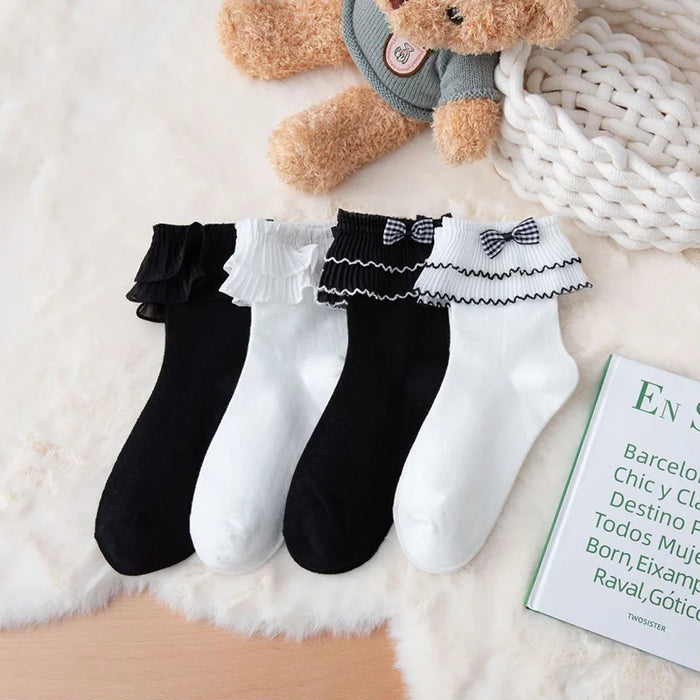 Frilly Ruffle  Bowknot Lace Sock