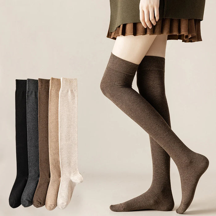 salina-womens-socks-cotton-tube-over-the-knee-winter-spring-new-year-solid-color-fashion-personality-leisure-sports-comfortable