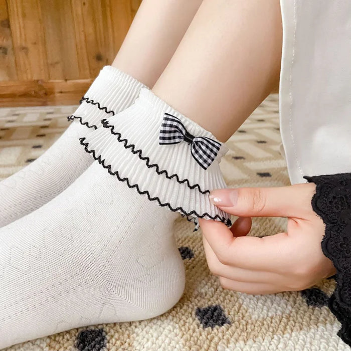 Frilly Ruffle  Bowknot Lace Sock