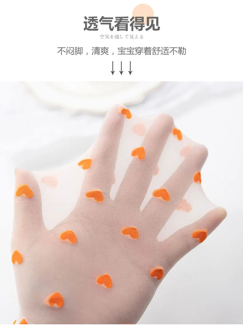 Children summer ultra-thin Transparent love crystal socks