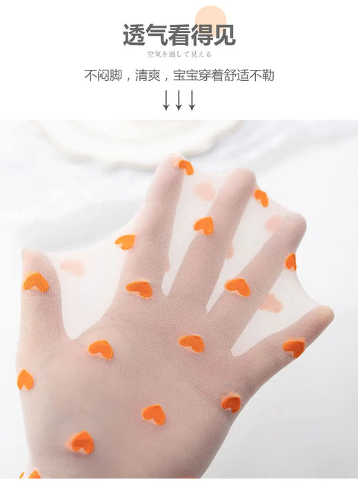 Children summer ultra-thin Transparent love crystal socks