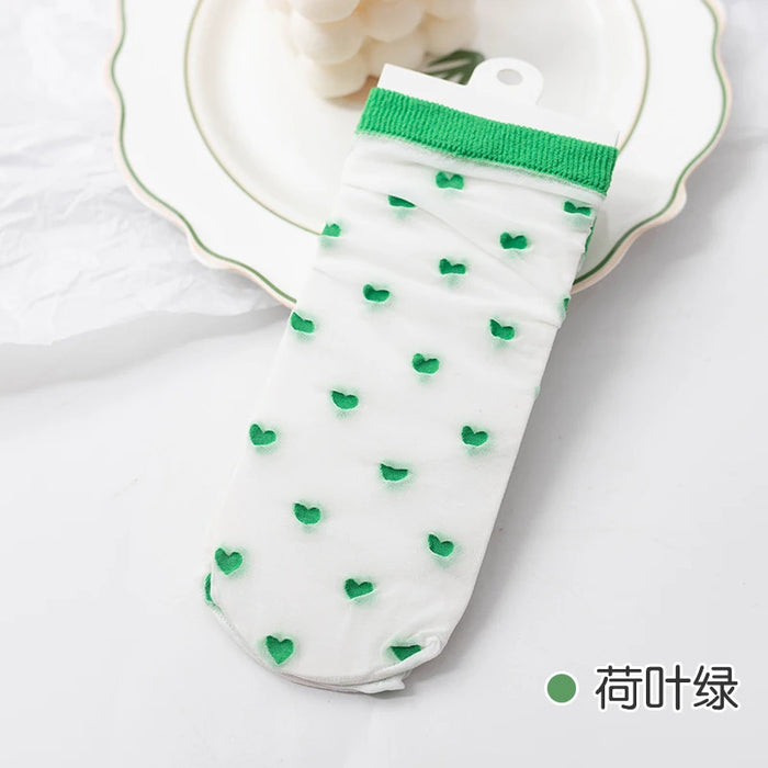 Children summer ultra-thin Transparent love crystal socks