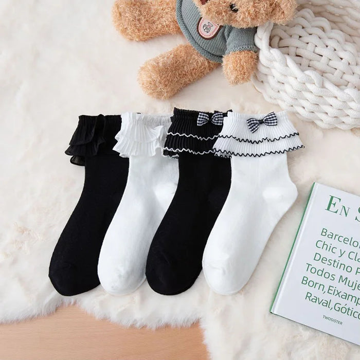 Frilly Ruffle  Bowknot Lace Sock