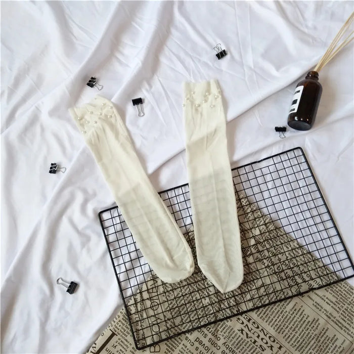 Mesh Pearls Women Socks