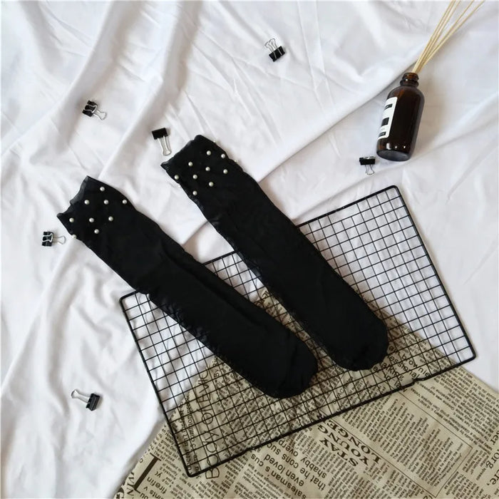 Mesh Pearls Women Socks