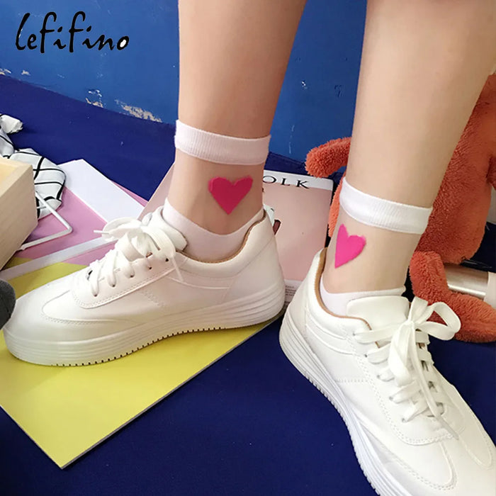 Summer Cute Love Transparent Women Socks