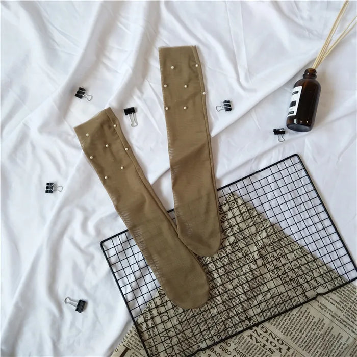 Mesh Pearls Women Socks