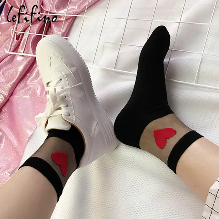 Summer Cute Love Transparent Women Socks