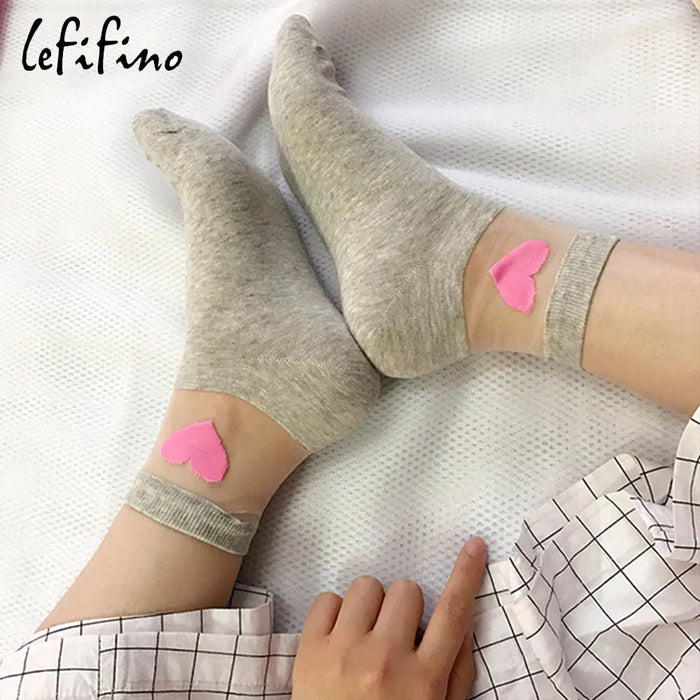 Summer Cute Love Transparent Women Socks