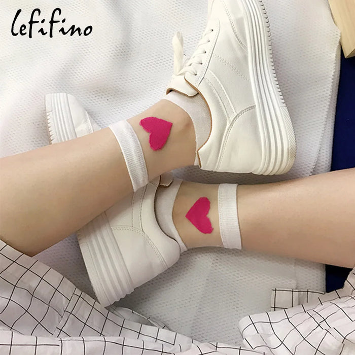 Summer Cute Love Transparent Women Socks