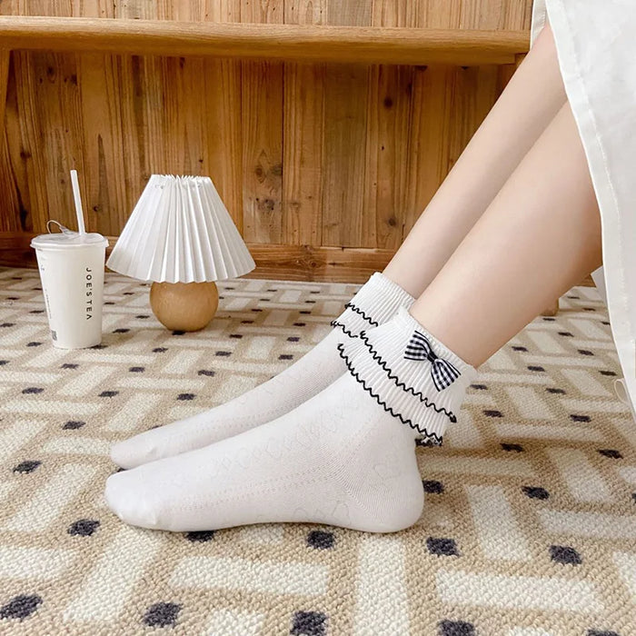 Frilly Ruffle  Bowknot Lace Sock