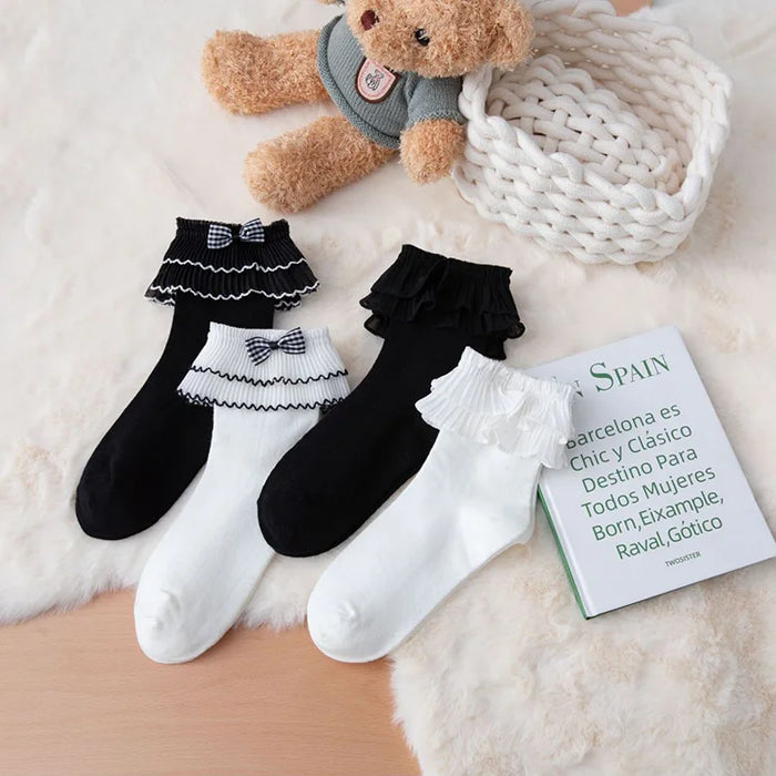 Frilly Ruffle  Bowknot Lace Sock