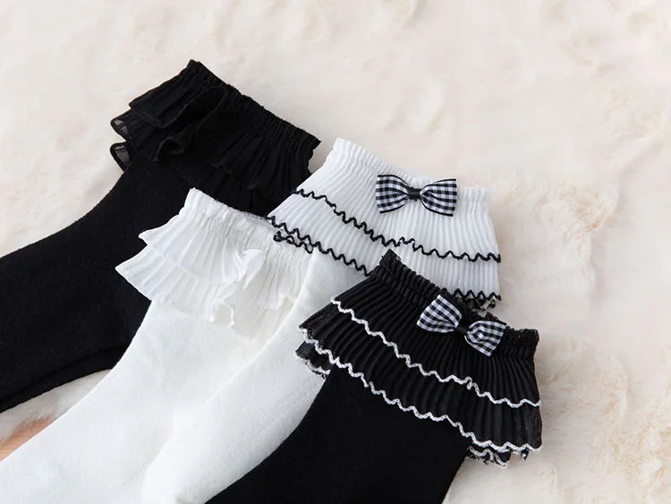 Frilly Ruffle  Bowknot Lace Sock
