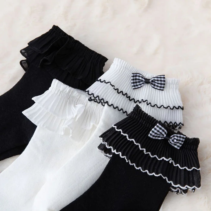 Frilly Ruffle  Bowknot Lace Sock