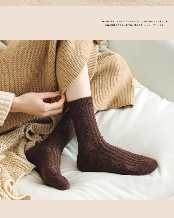 Warm Velvet Cashmere Wool Diamond Winter Socks