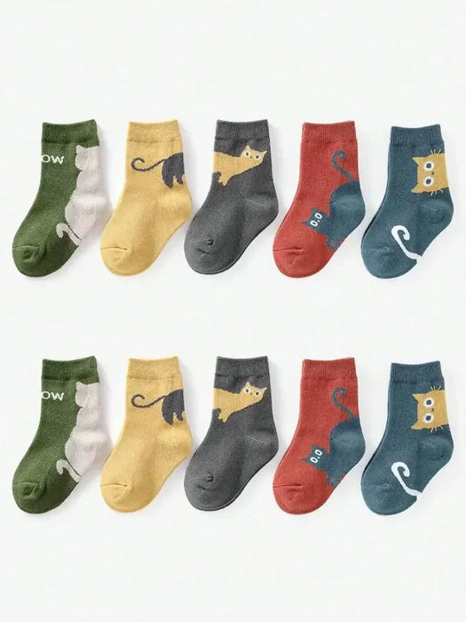 5-pairs-of-four-season-baby-socks-spring-fall-cartoon-kitten-winter-mid-tube-kidsrens-socks-boys-and-girls-kidsrens-socks