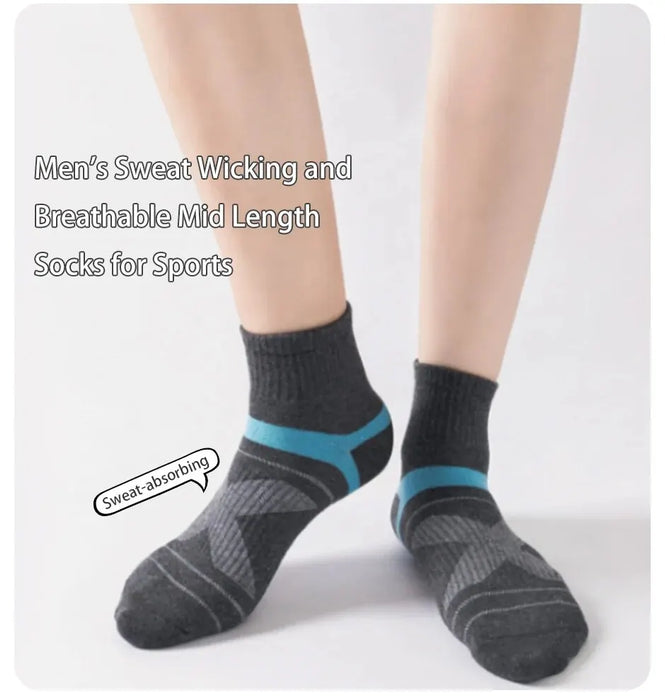 5 Pairs of  Outdoor Cycling Running Cotton Mid-calf Socks