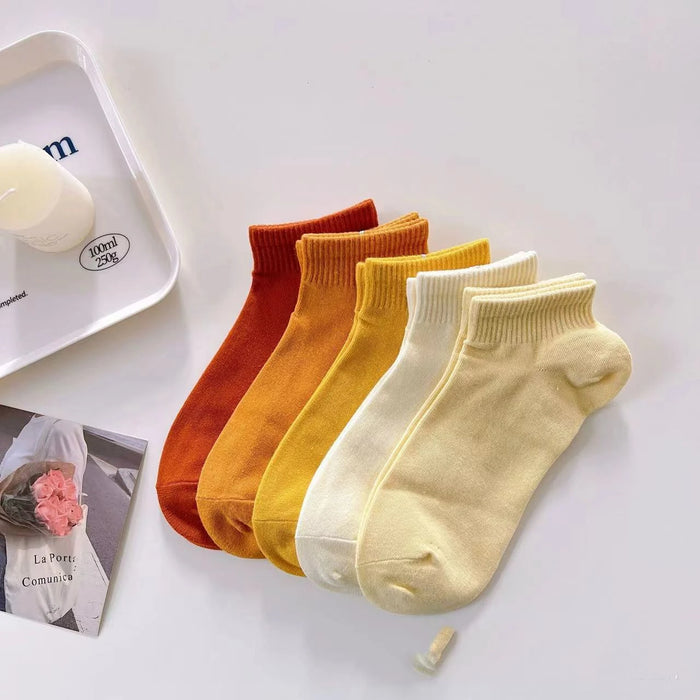 15 Pairs of Fashionable Solid Colour Short Socks