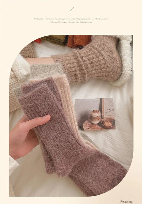 3-6-pairs-of-womens-winter-mid-tube-socks-plus-velvet-thick-warm-socks-soft-solid-color-japanese-style-long-socks
