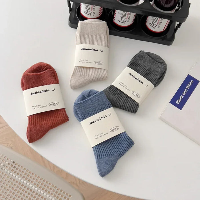 Mens Breathable Elastic Cotton Long Socks Solid Color