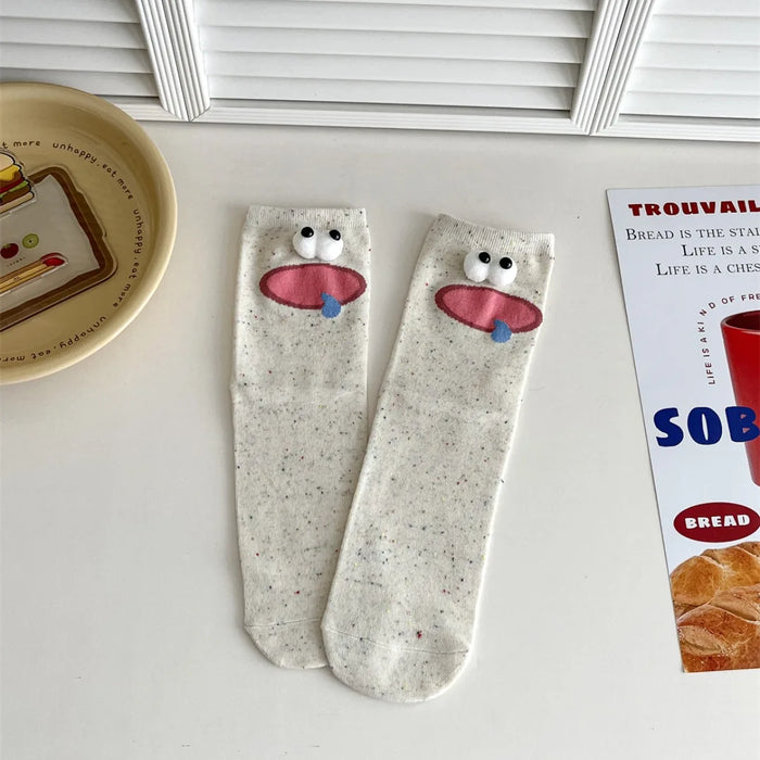 Funny Expression Women's Socks  Cartoon Big Eyes Socks