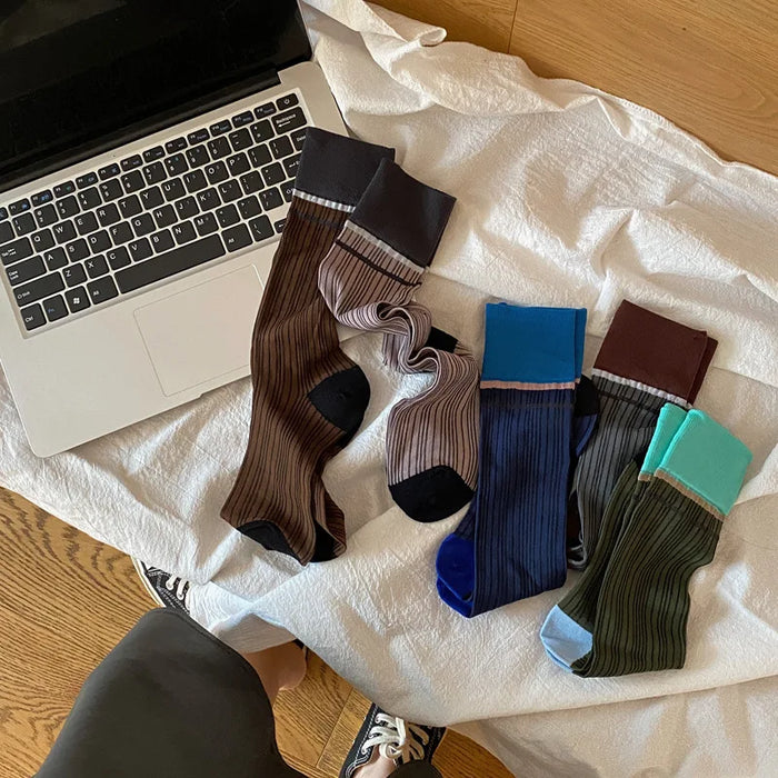 Transparent silk thin striped socks