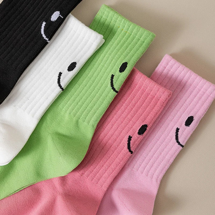 Smile Face Socks Women's Fashion Mid-Calf Socks