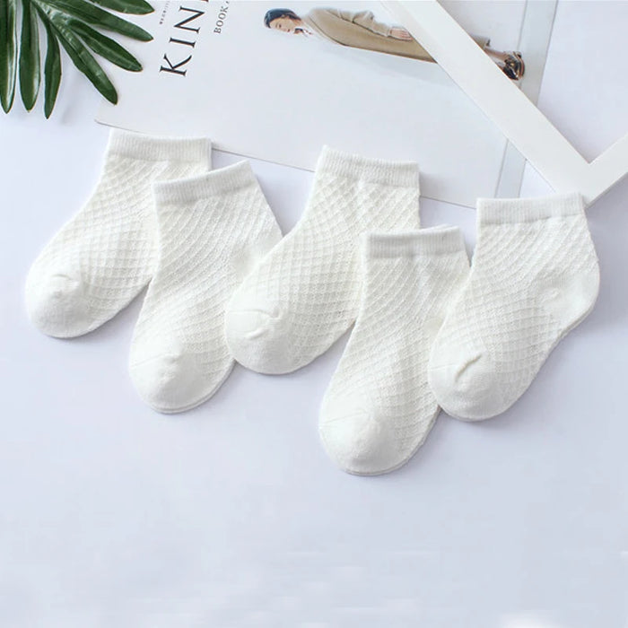 5P/ Summer White Mesh Children Cotton Socks