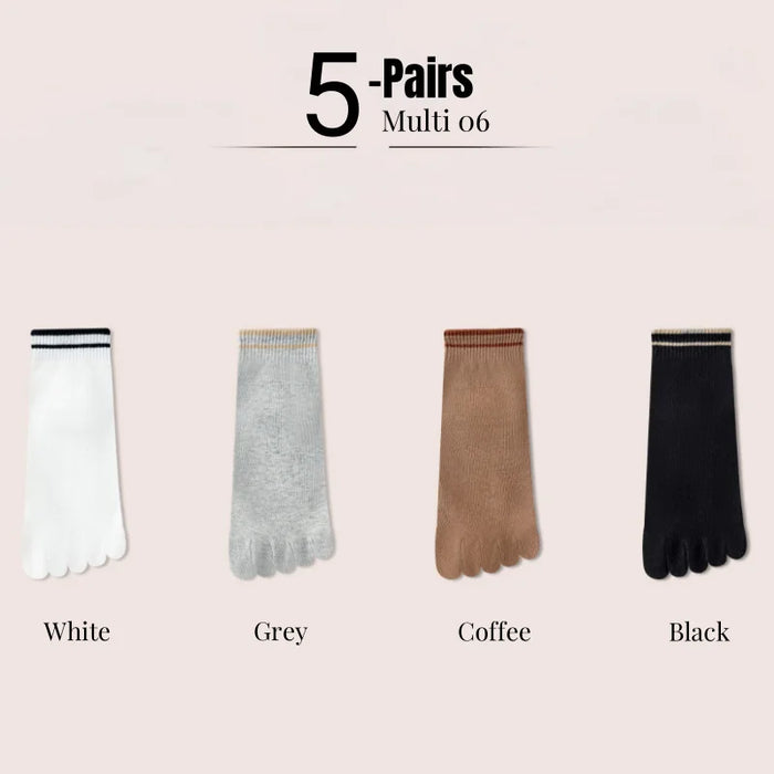 1/4/5 Pairs Women's Five Finger Cotton Socks