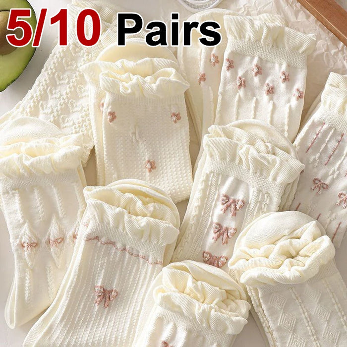 5/10 Pairs Women Lolita Style Mid Tube Socks