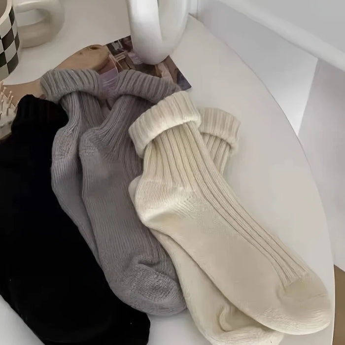 5-pairs-of-mixed-color-autumn-and-winter-striped-thick-warm-retro-coffee-womens-socks-dopamine-womens-mid-tube-socks