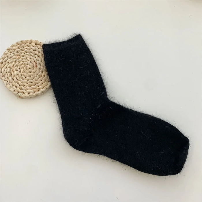 Rabbits Hair Women's Socks Solid Thermal Cashmere